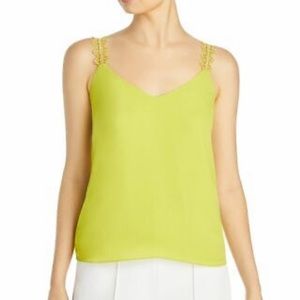 Tahari lace strap tank in lime green